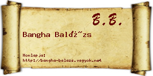 Bangha Balázs névjegykártya